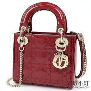 Dior Lady Classic Cannage Chain Shoulder Bag Patent Leather Stitching Crossbody